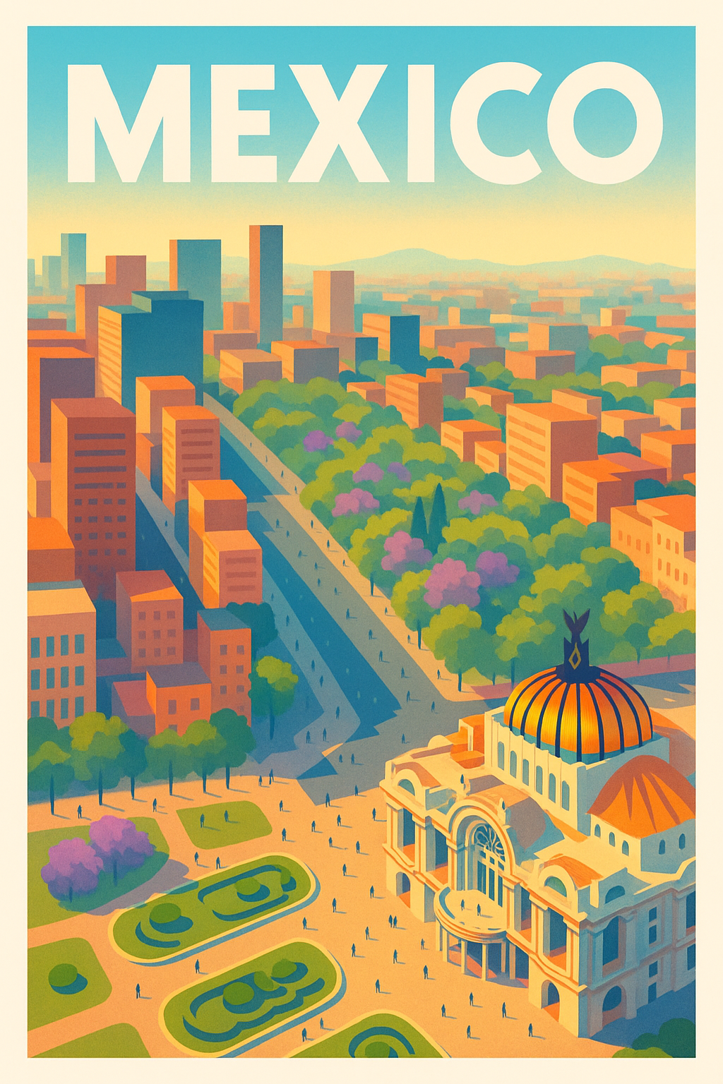 Affiche Mexico — Plongée lumineuse au cœur de la capitale · poster d'art de Mexico