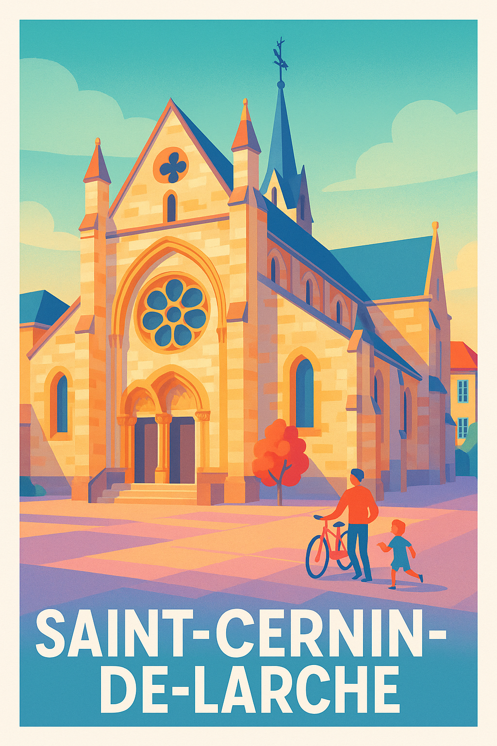 Affiche Saint-Cernin-de-Larche — Charme et patrimoine au cœur de la Corrèze · poster d'art de Saint-Cernin-de-Larche