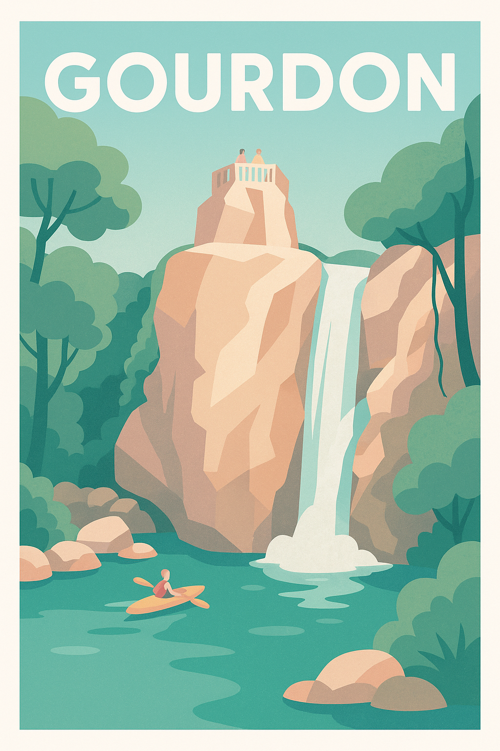 Affiche Gourdon — Évasion Nature et Cascade · poster d'art de Gourdon