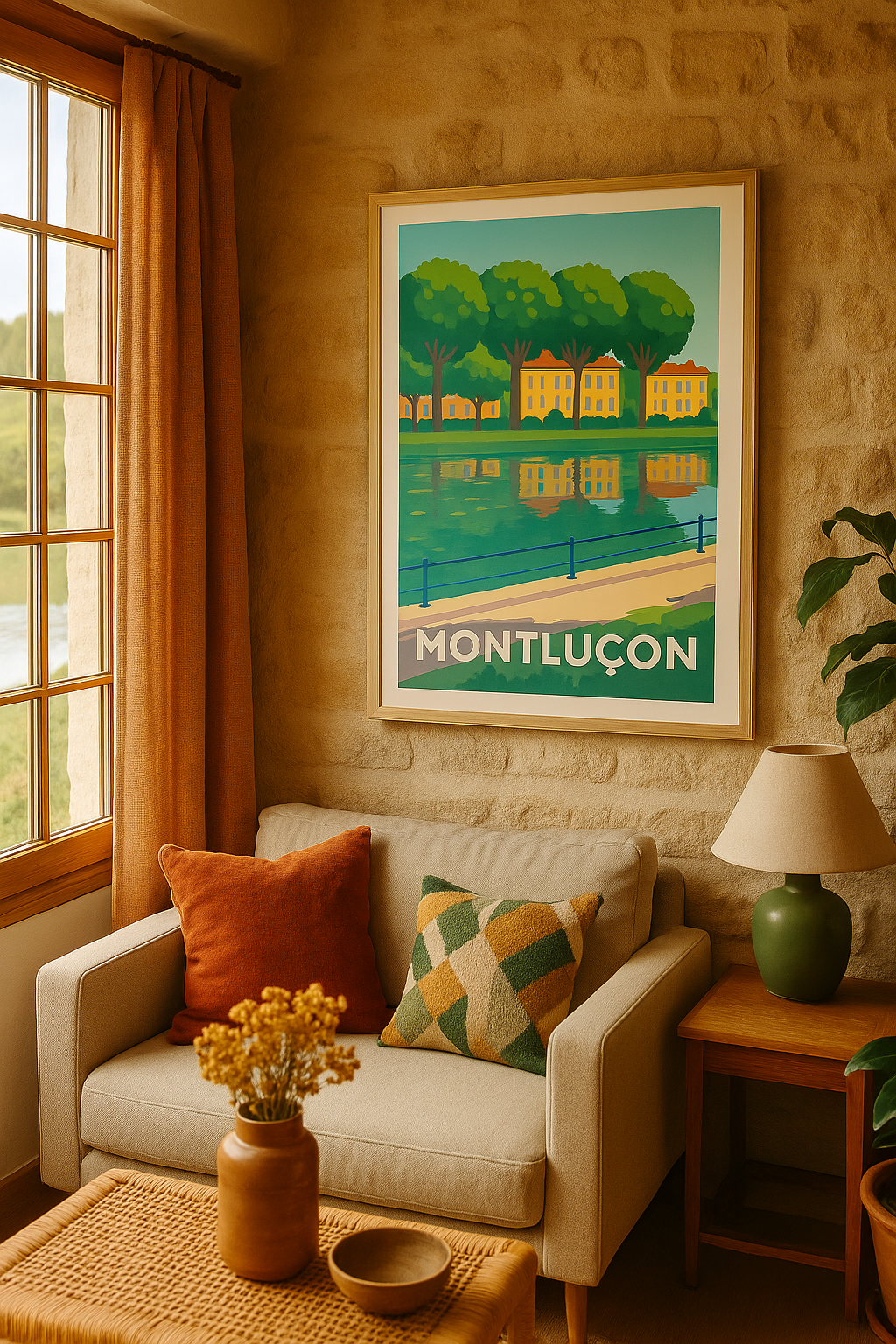 Affiche Montluçon — Promenade au fil de l'eau · poster d'art de Montluçon