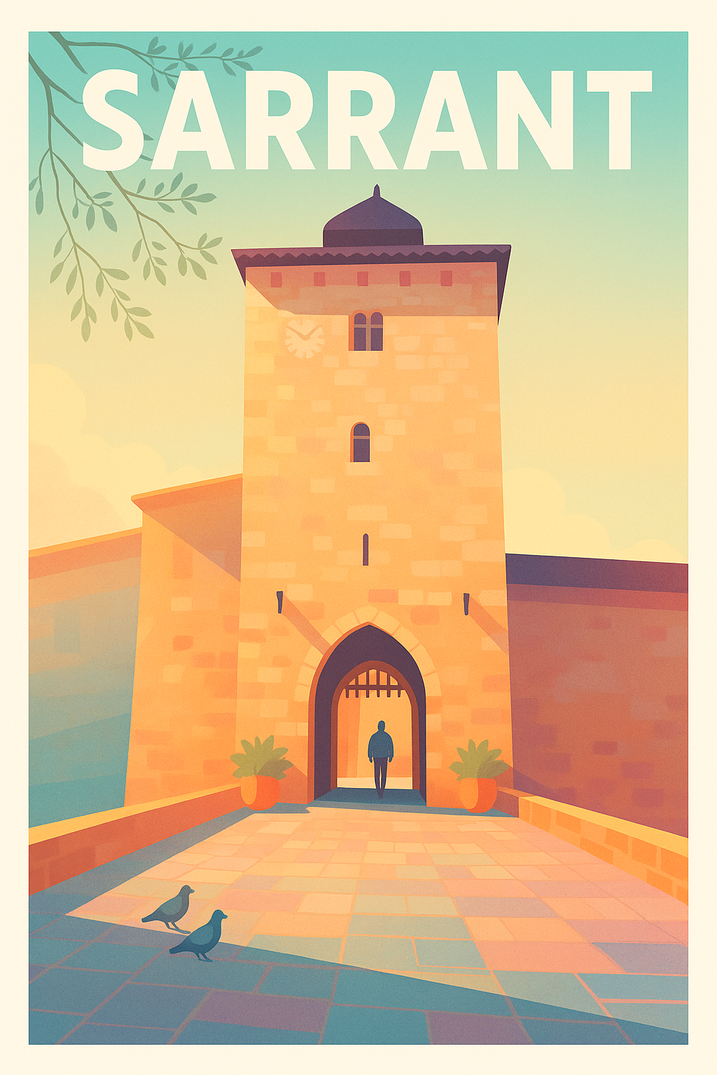 Affiche de Sarrant - Le charme médiéval à travers une porte historique