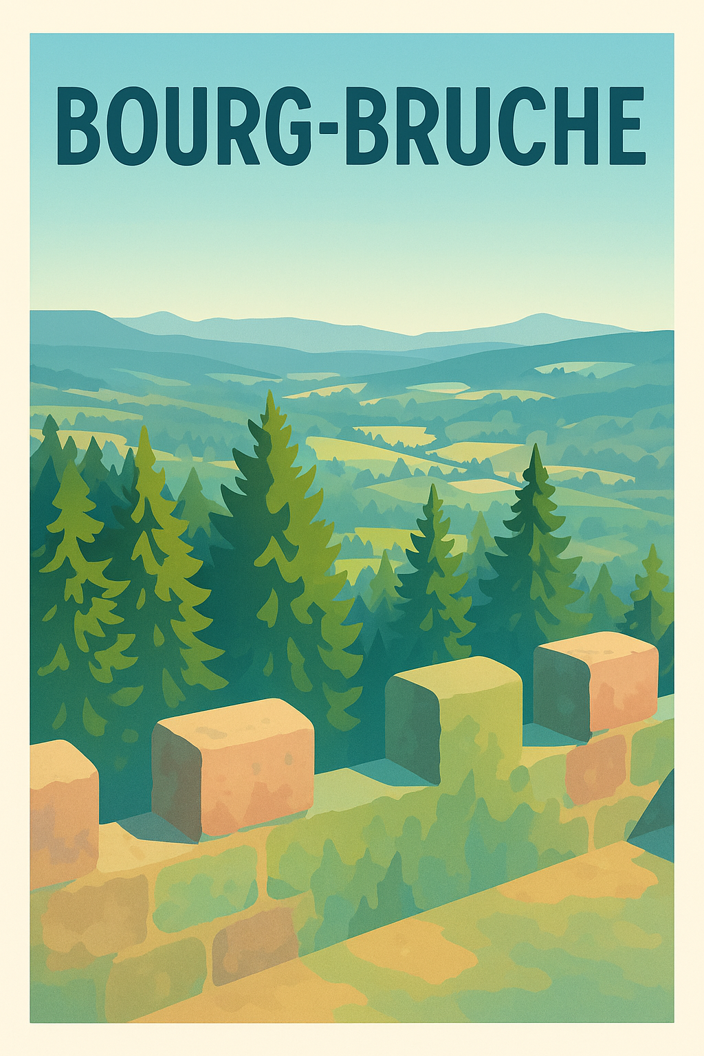 Affiche Bourg-Bruche — Vue panoramique sur la nature alsacienne · poster d'art de Bourg-Bruche