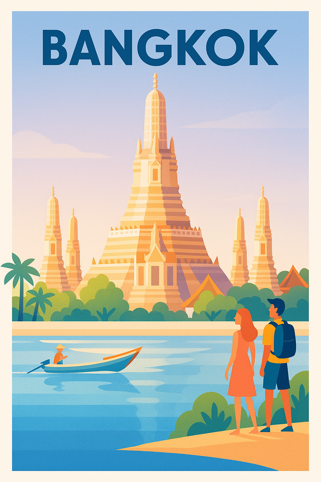 Affiche Bangkok — Voyage au cœur des temples majestueux · poster d'art de Bangkok