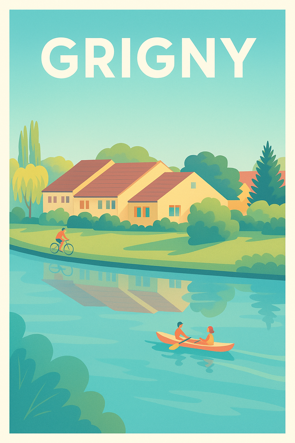 Affiche Grigny — Charme bucolique au fil de l'eau · poster d'art de Grigny