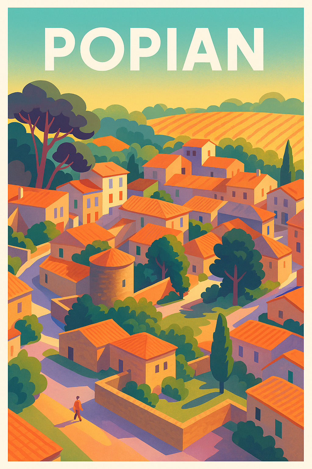Affiche Popian — Charme et lumière d’un village provençal · poster d'art de Popian
