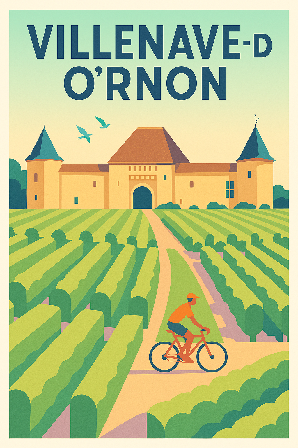 Affiche Villenave-d'Ornon — L'escapade champêtre à vélo · poster d'art de Villenave-d'Ornon