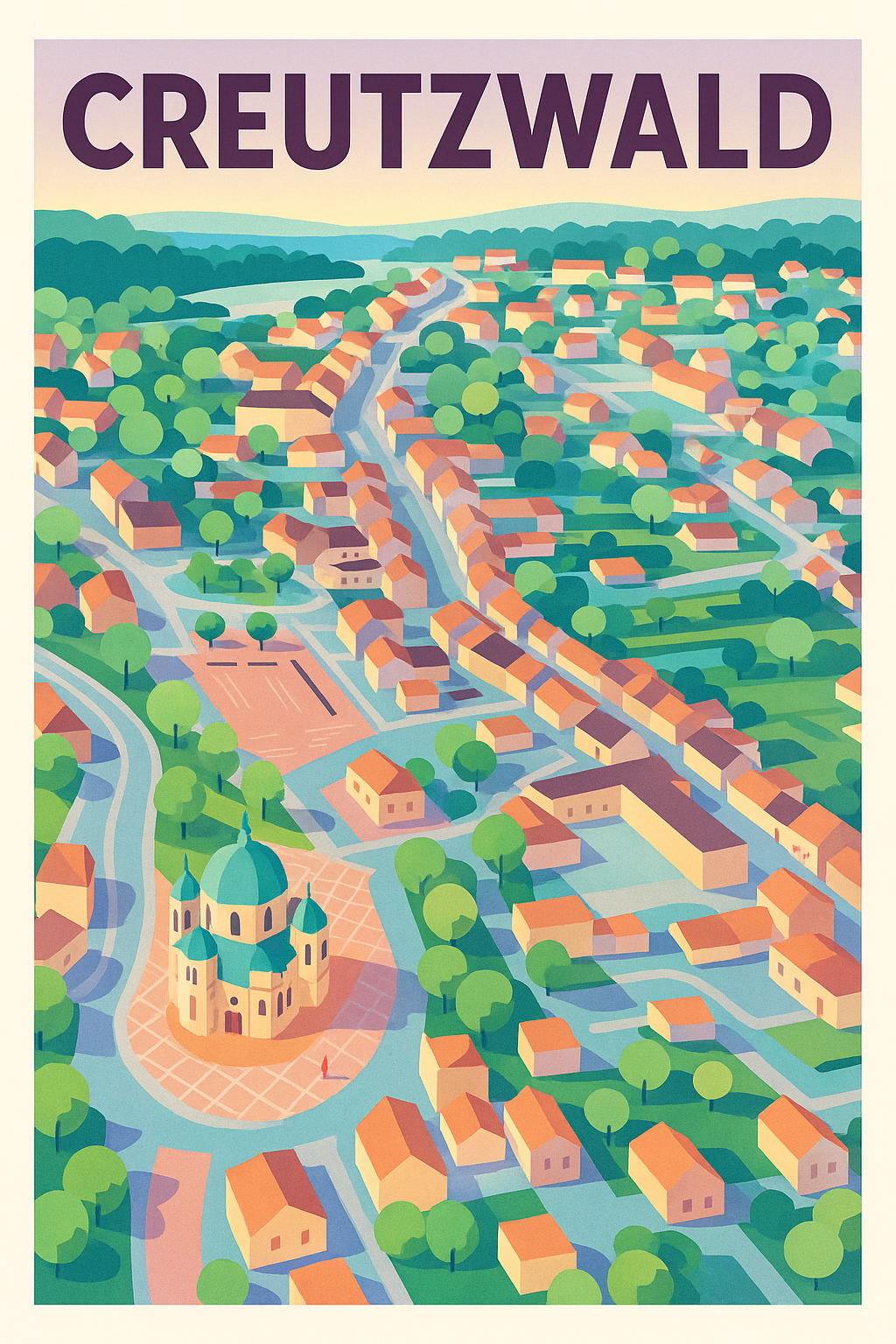 Affiche de Creutzwald - Un panorama coloré et paisible
