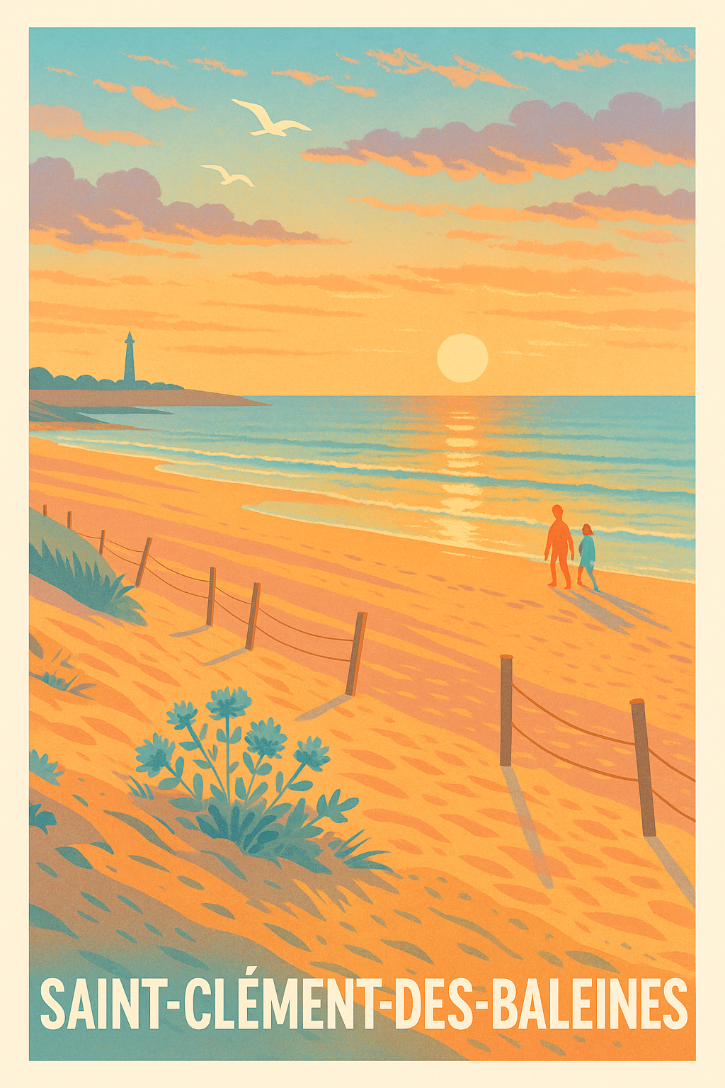 Affiche Saint-Clément-des-Baleines — Évasion au coucher du soleil · poster d'art de Saint-Clément-des-Baleines