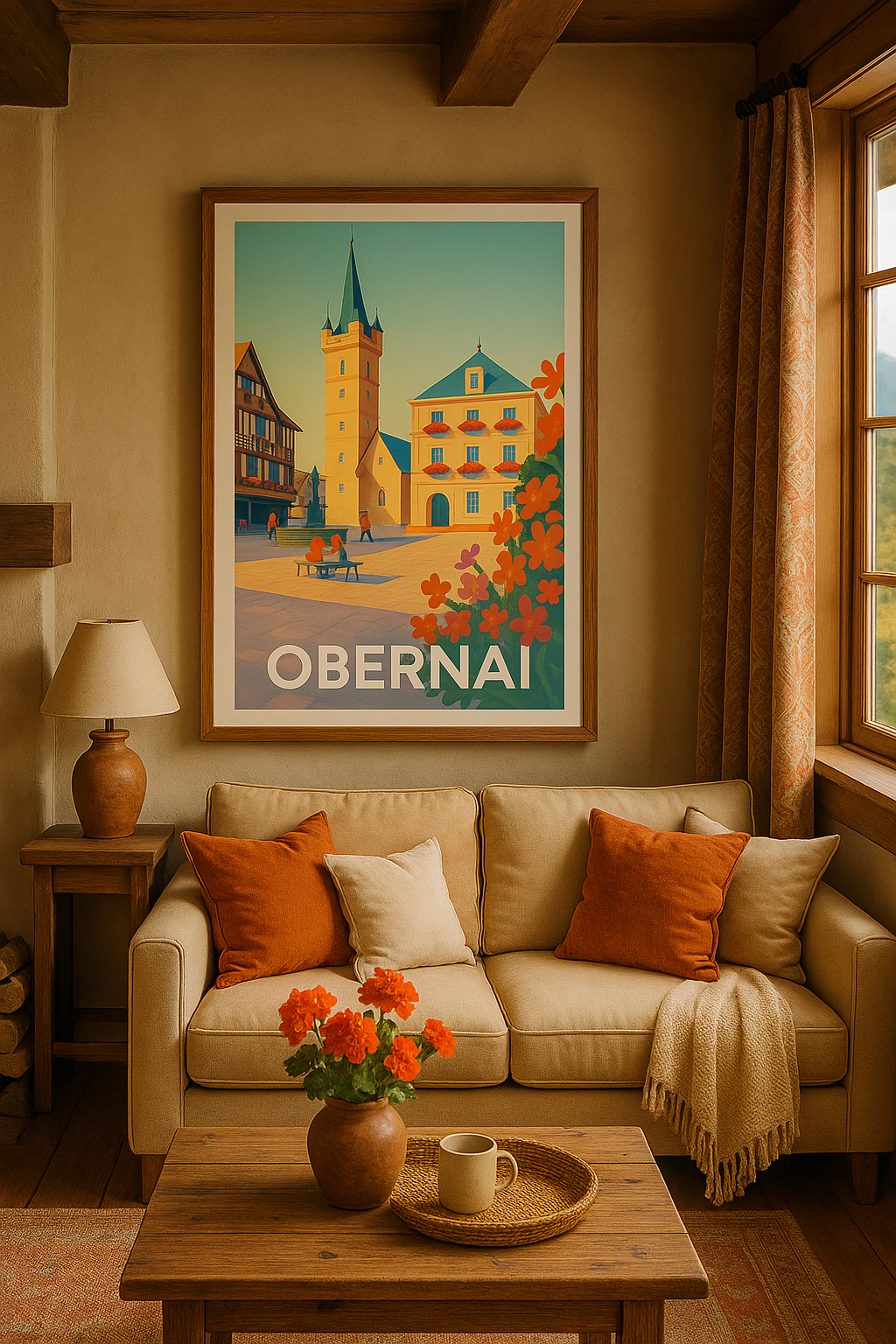 Mise en situation Affiche Obernai - Charme et couleurs d'une ville alsacienne