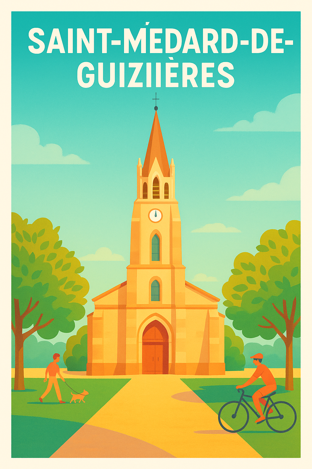 Affiche de Saint-Médard-de-Guizières - L'église au coeur du village