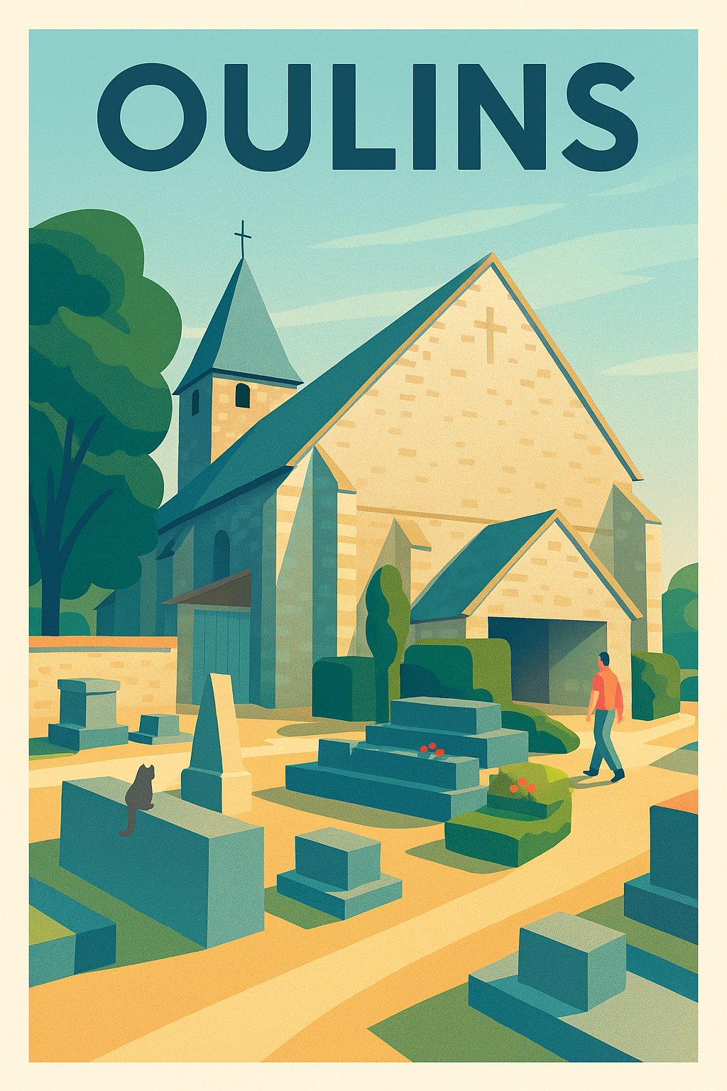 Affiche de Oulins - Charme intemporel de l'église du village