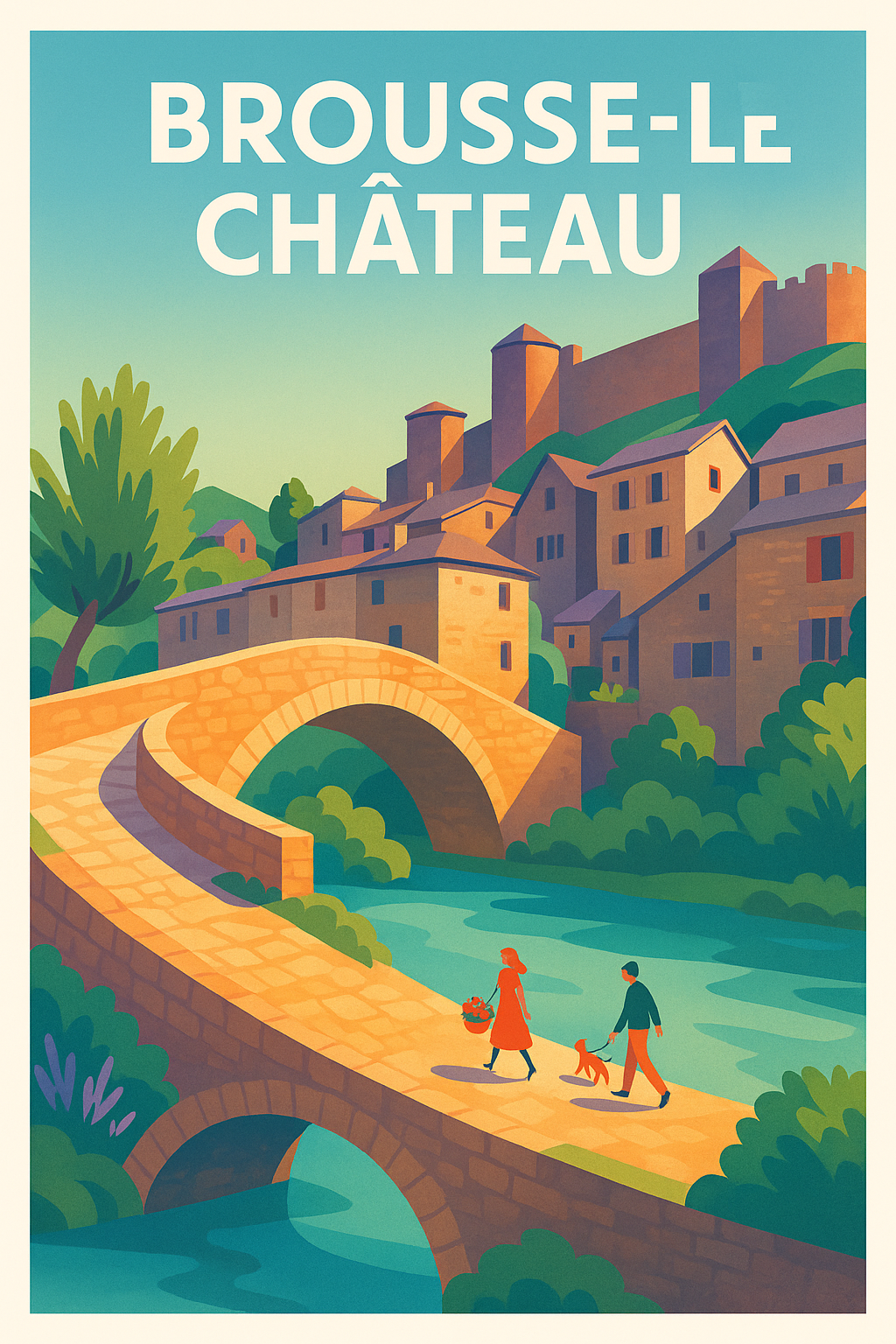 Affiche Brousse-le-Château — Charme et sérénité au fil de l'eau · poster d'art de Brousse-le-Château