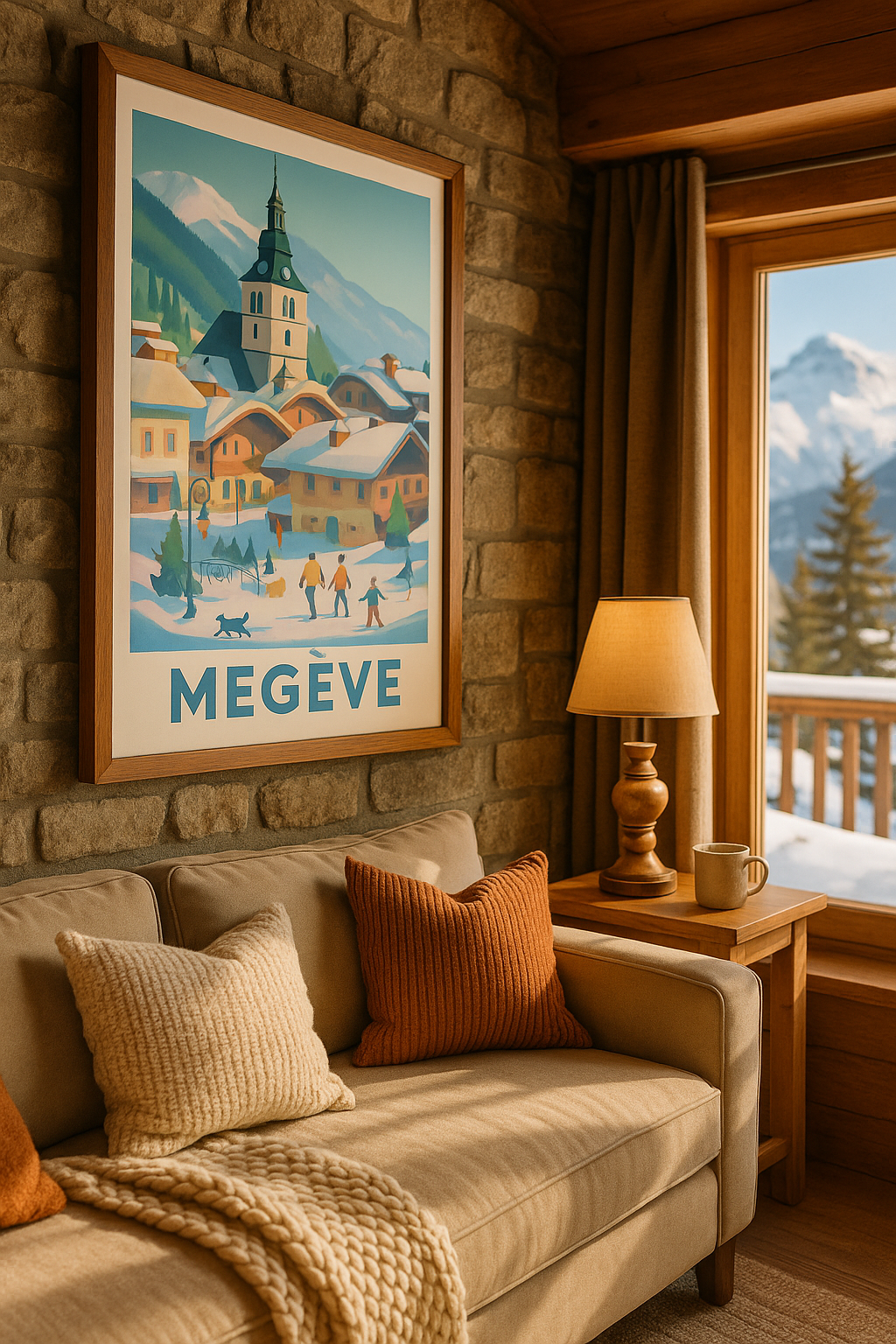 Mise en situation Affiche de Megève - Charme alpin et ambiance hivernale