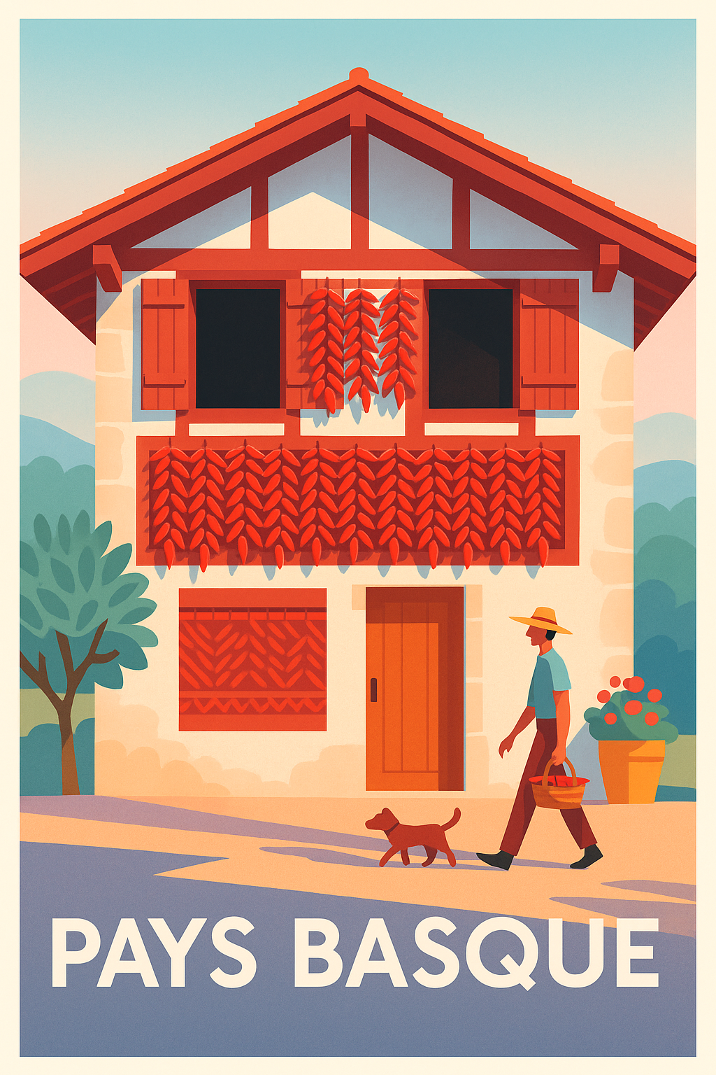 Affiche Pays Basque — Charme authentique et couleurs vives · poster d'art de Pays Basque
