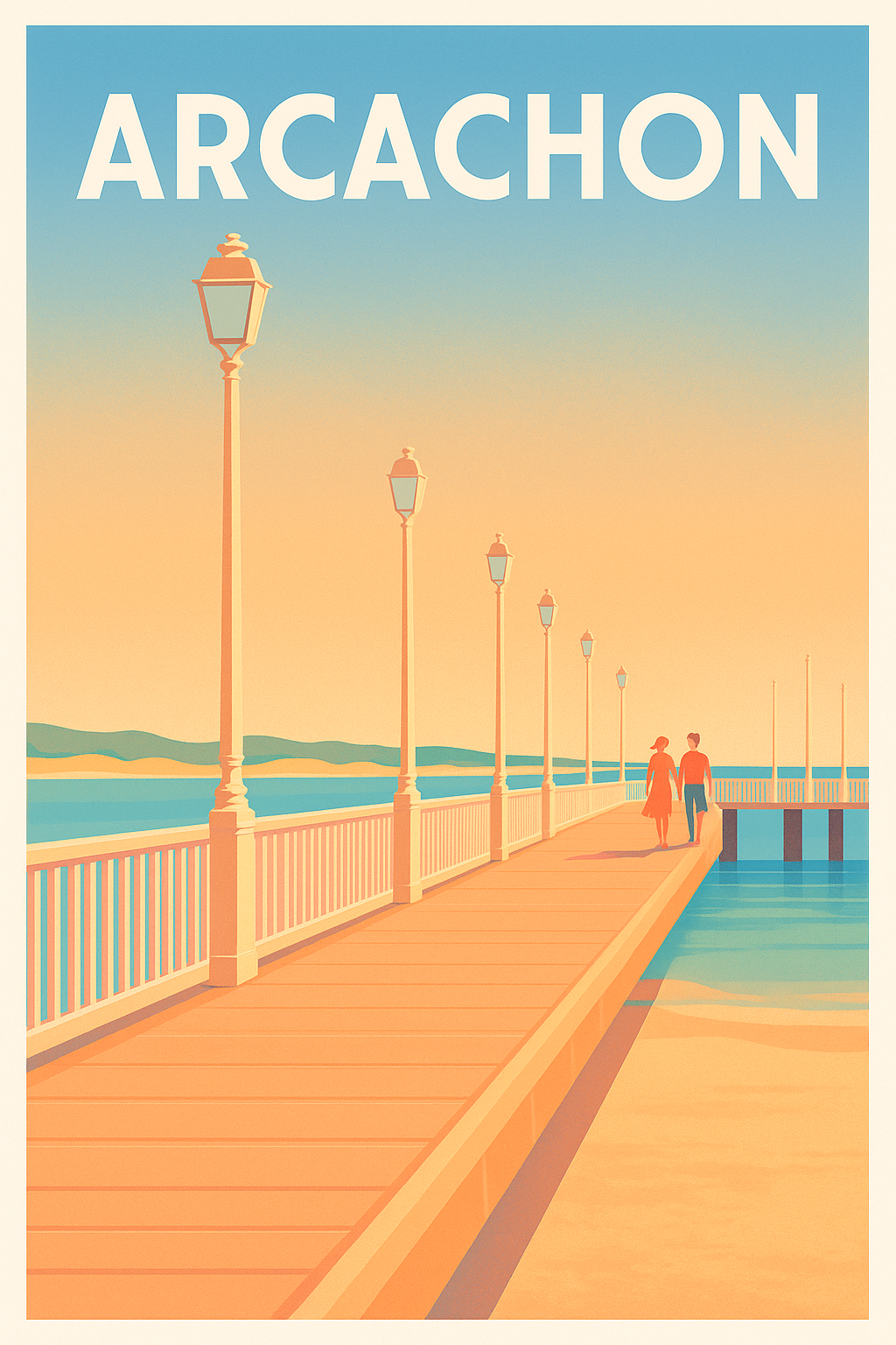 Affiche Arcachon — Promenade au bord de l'eau · poster d'art de Arcachon