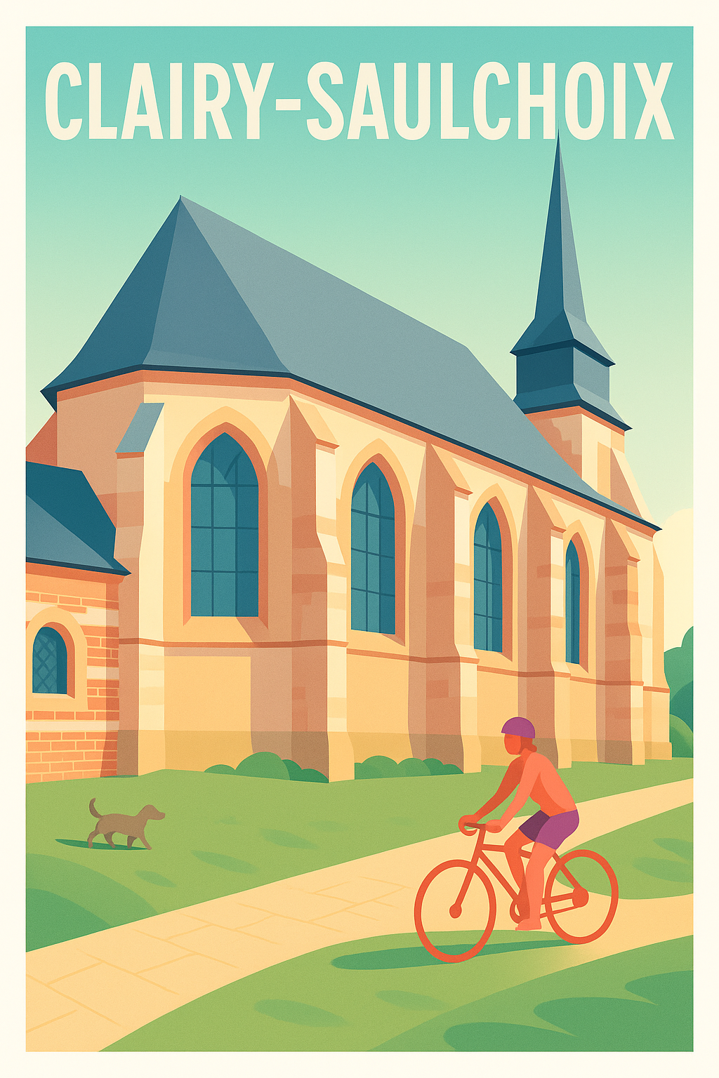 Affiche Clairy-Saulchoix — Charme et sérénité à vélo · poster d'art de Clairy-Saulchoix