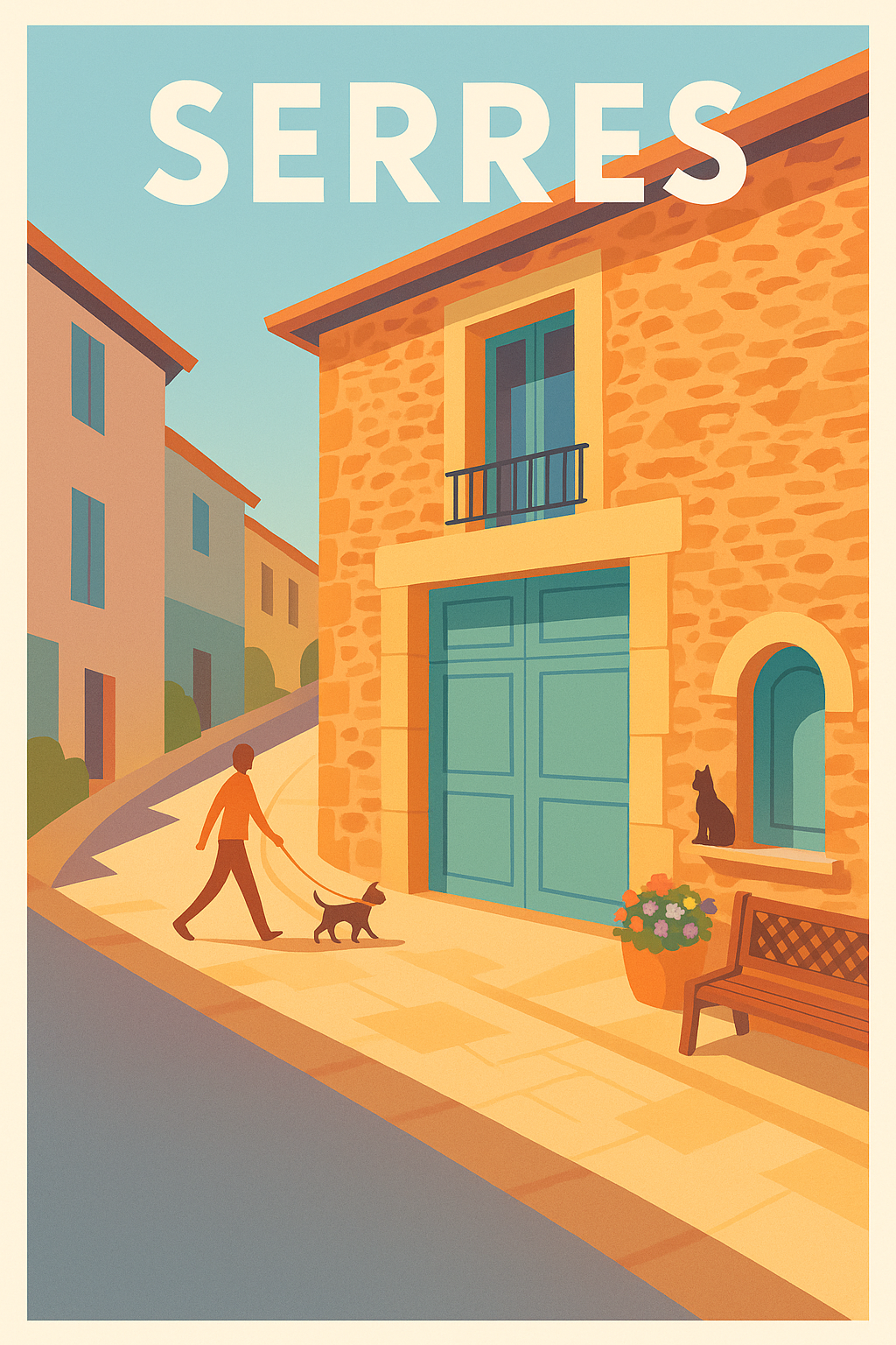 Affiche Serres — Charme tranquille d'un village provençal · poster d'art de Serres