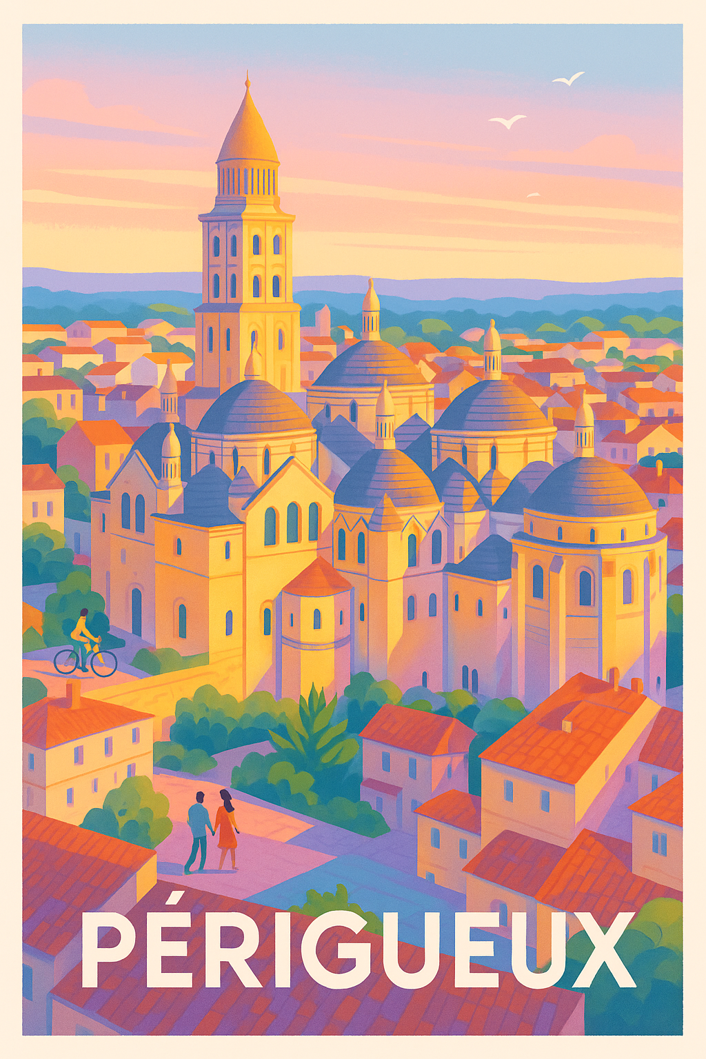 Affiche Périgueux - Charme et histoire en lumière dorée