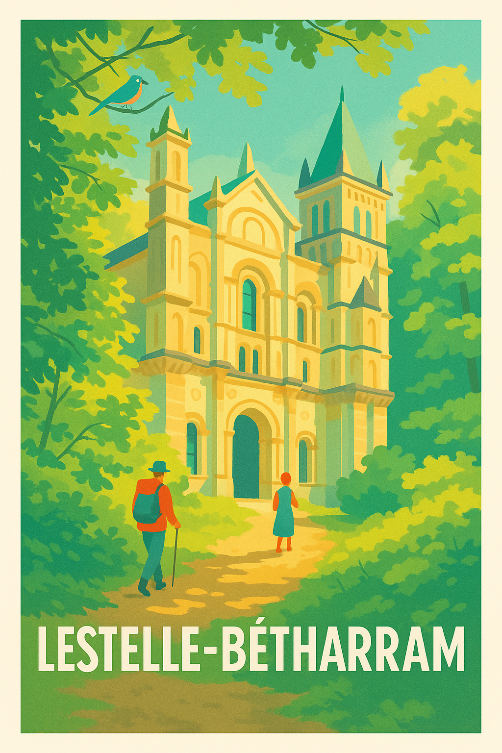 Affiche Lestelle-Bétharram — Une balade au cœur du patrimoine · poster d'art de Lestelle-Bétharram
