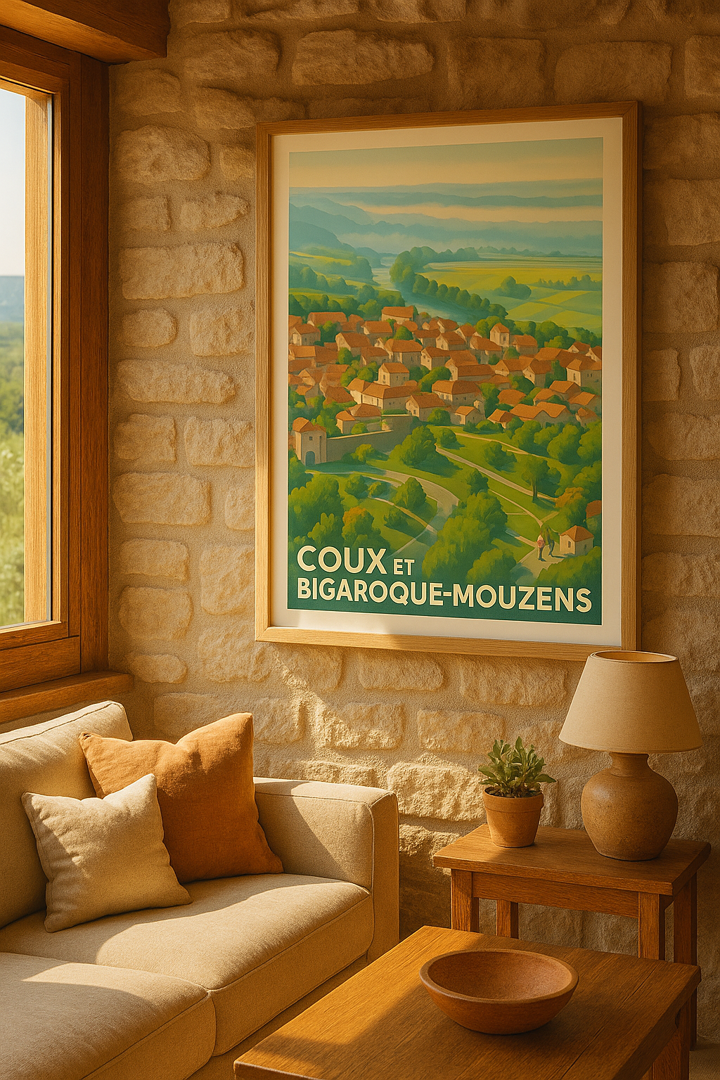 Affiche Coux et Bigaroque-Mouzens — Charme bucolique au cœur de la Dordogne · poster d'art de Coux et Bigaroque-Mouzens