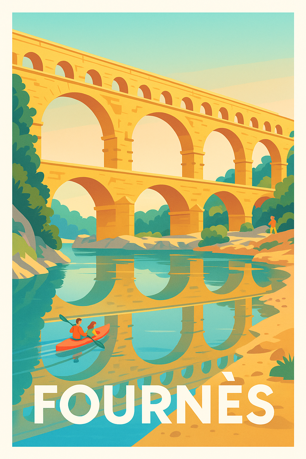 Affiche Fournès — Entre nature et patrimoine historique · poster d'art de Fournès