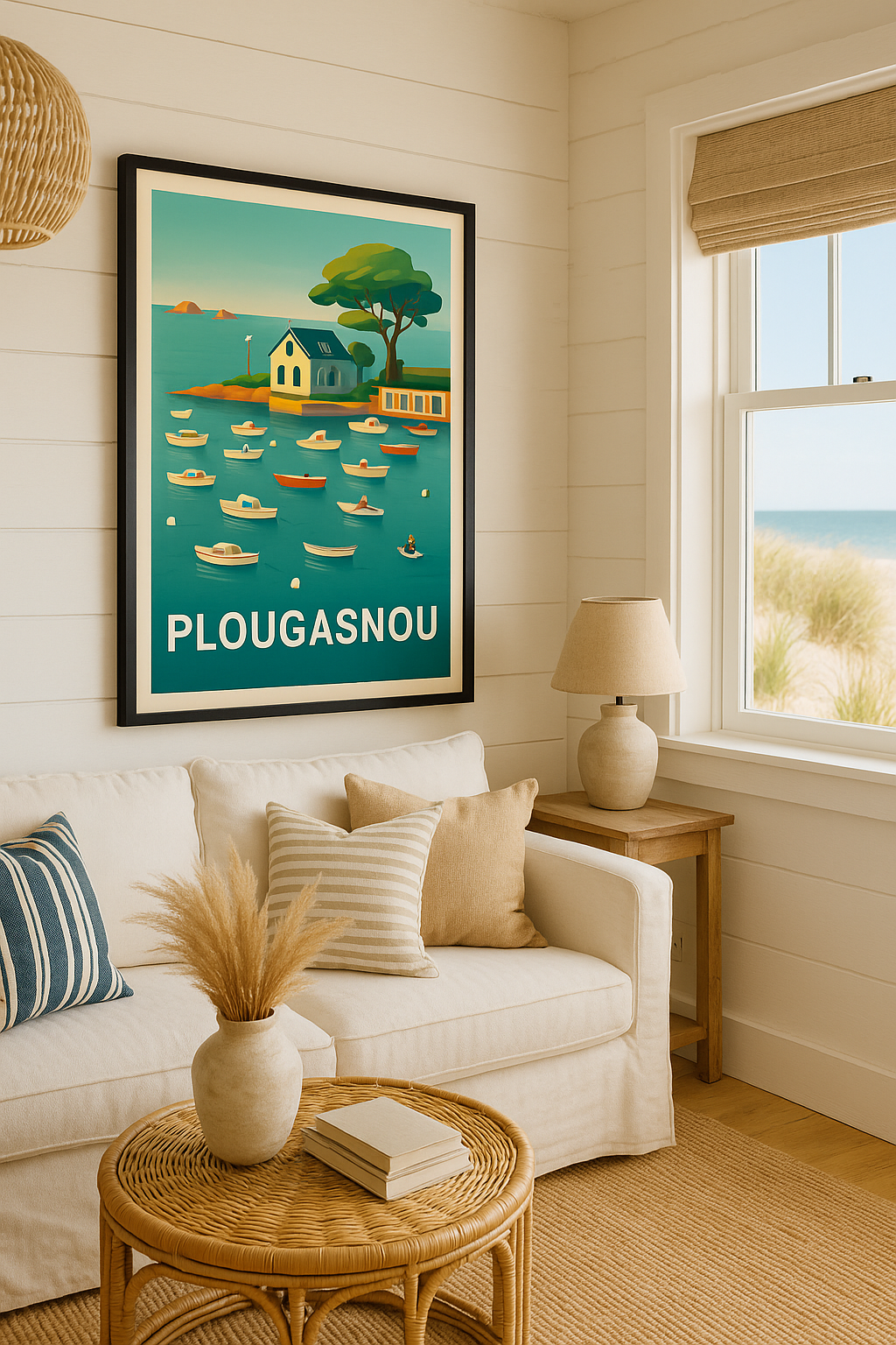 Mise en situation Affiche de Plougastnou - Havre de paix breton avec vue sur mer