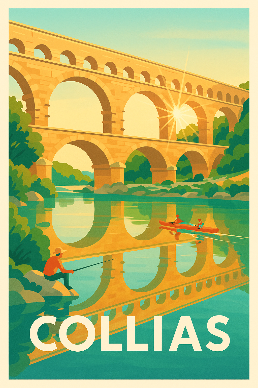 Affiche Collias — Sérénité au fil du Gardon · poster d'art de Collias