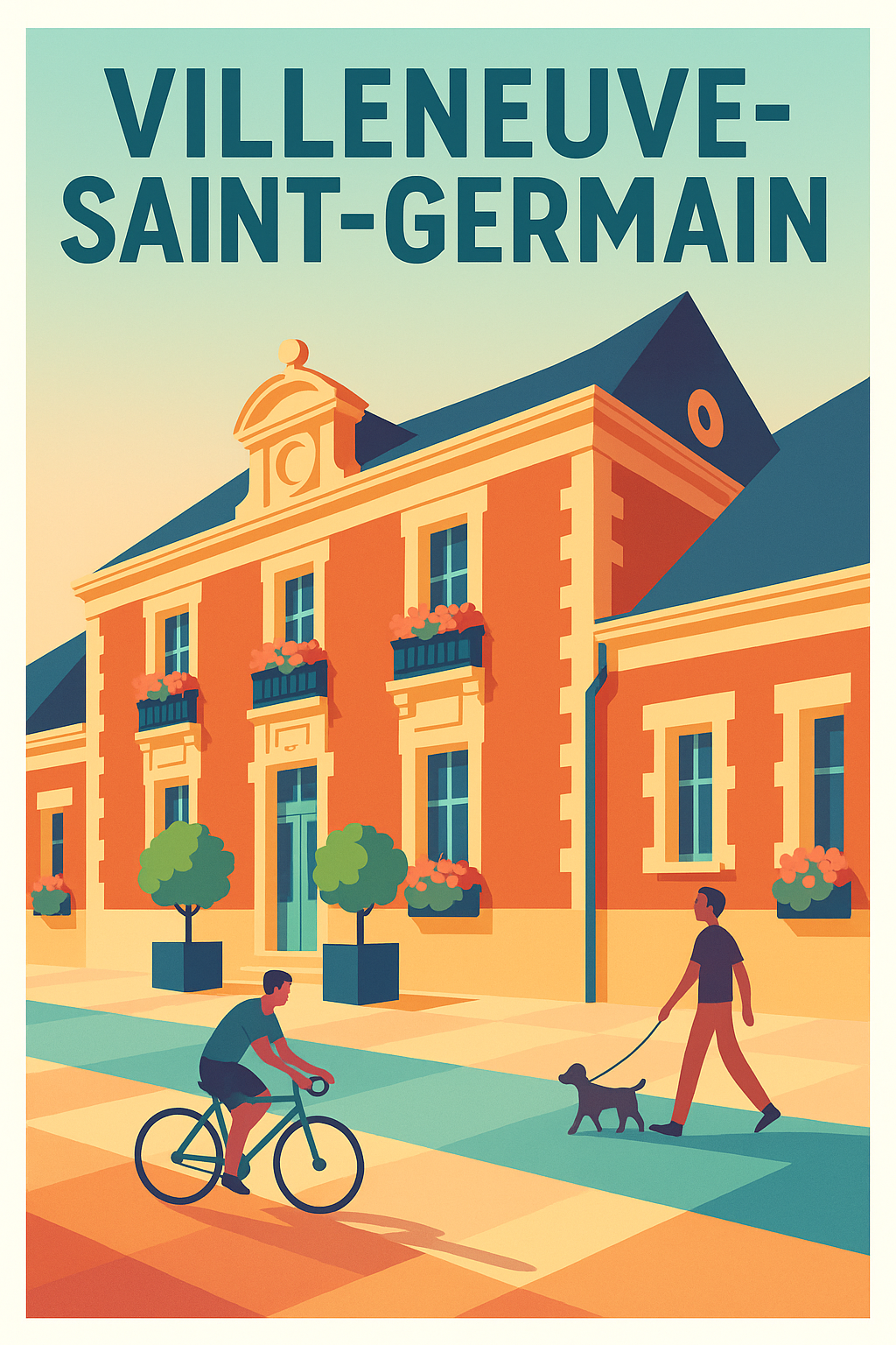 Affiche de Villeneuve-Saint-Germain - Charme architectural et douceur de vie