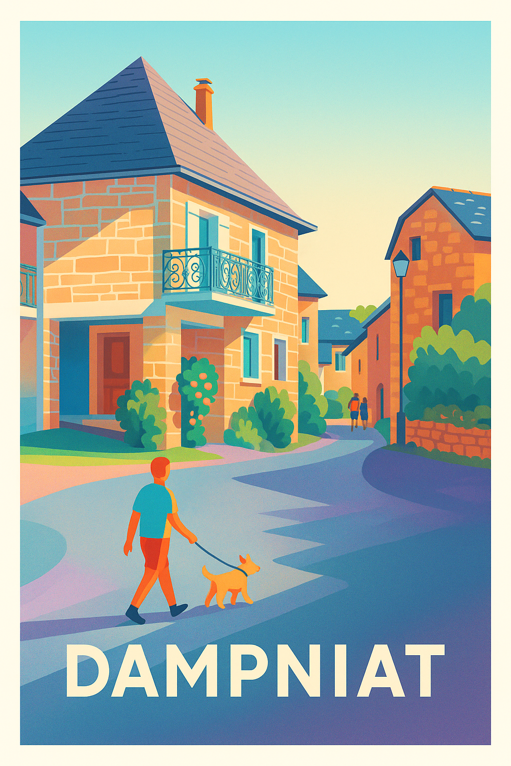 Affiche Dampniat — Promenade paisible au cœur du village · poster d'art de Dampniat