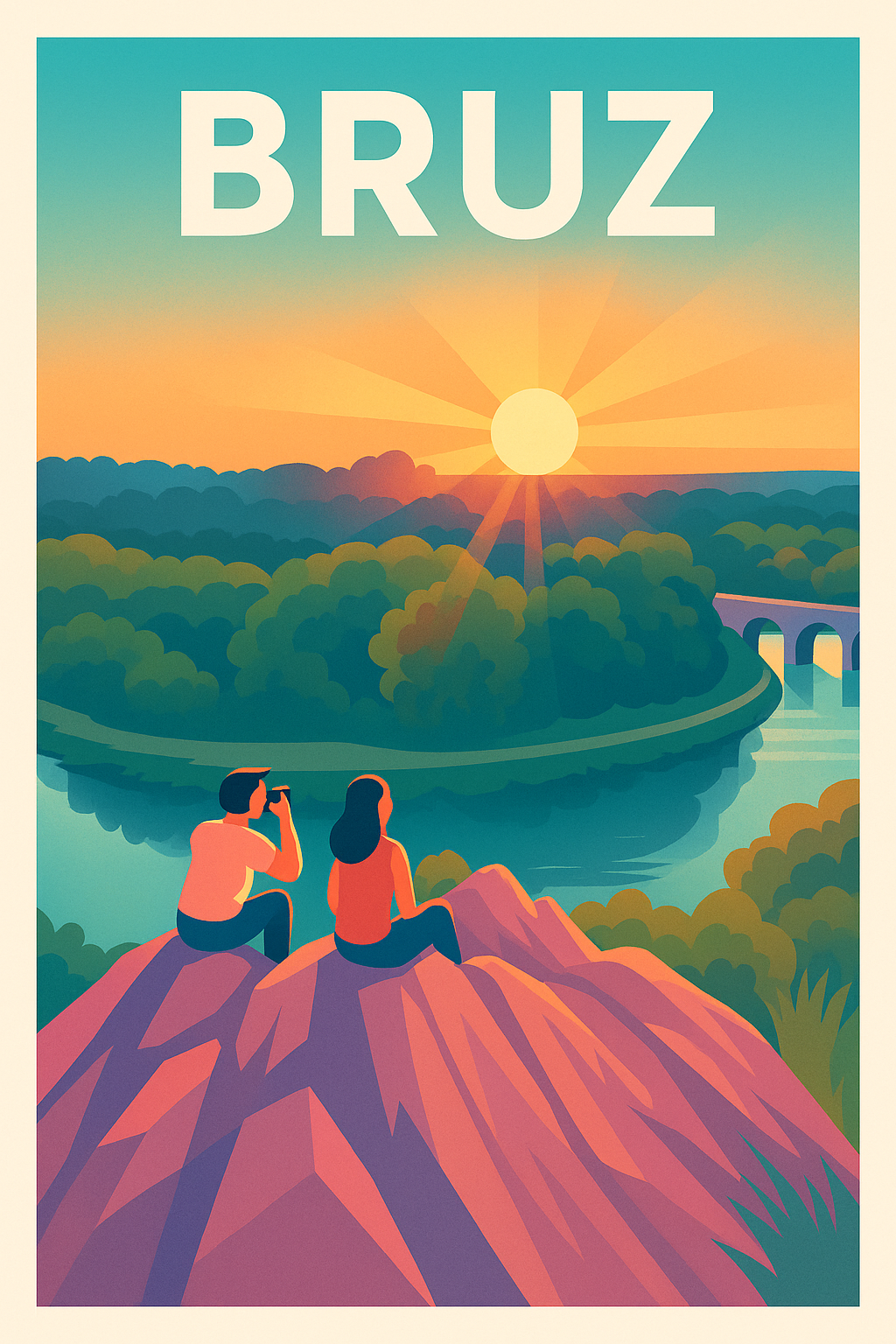 Affiche de Bruz - Évasion au coucher de soleil