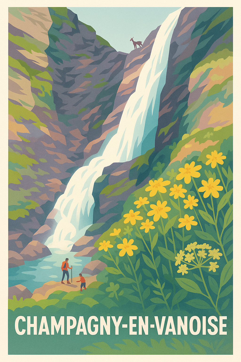 Affiche de Champagny-en-Vanoise - Évasion Nature et Cascade Majestueuse