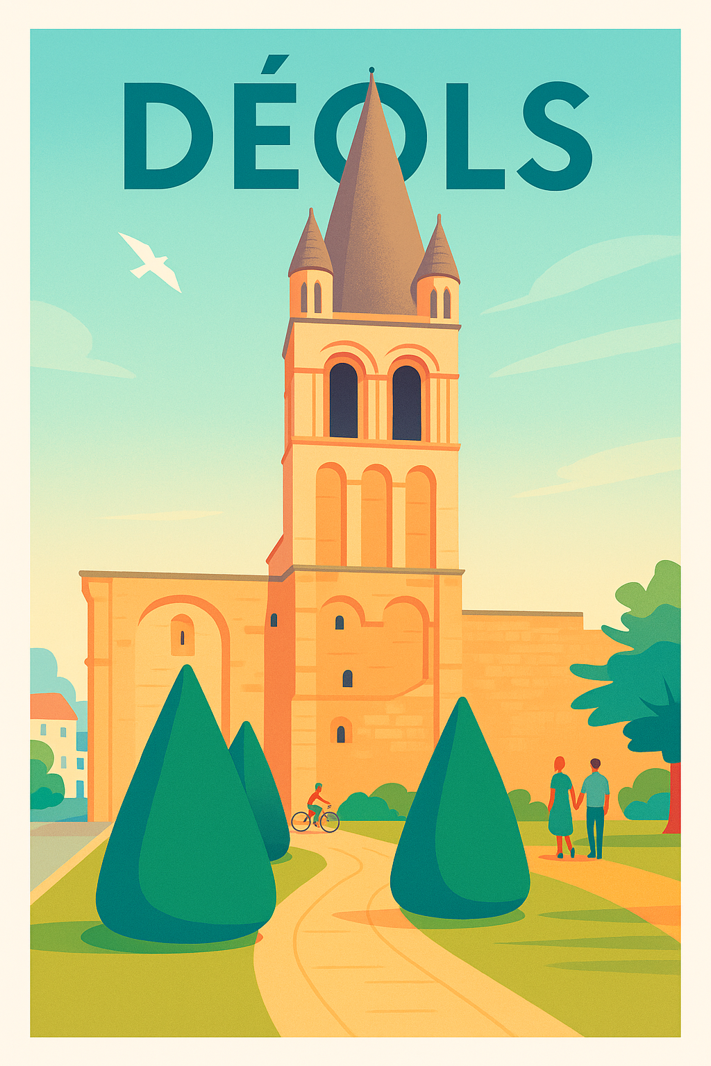 Affiche de Déols - L'élégance historique en illustration