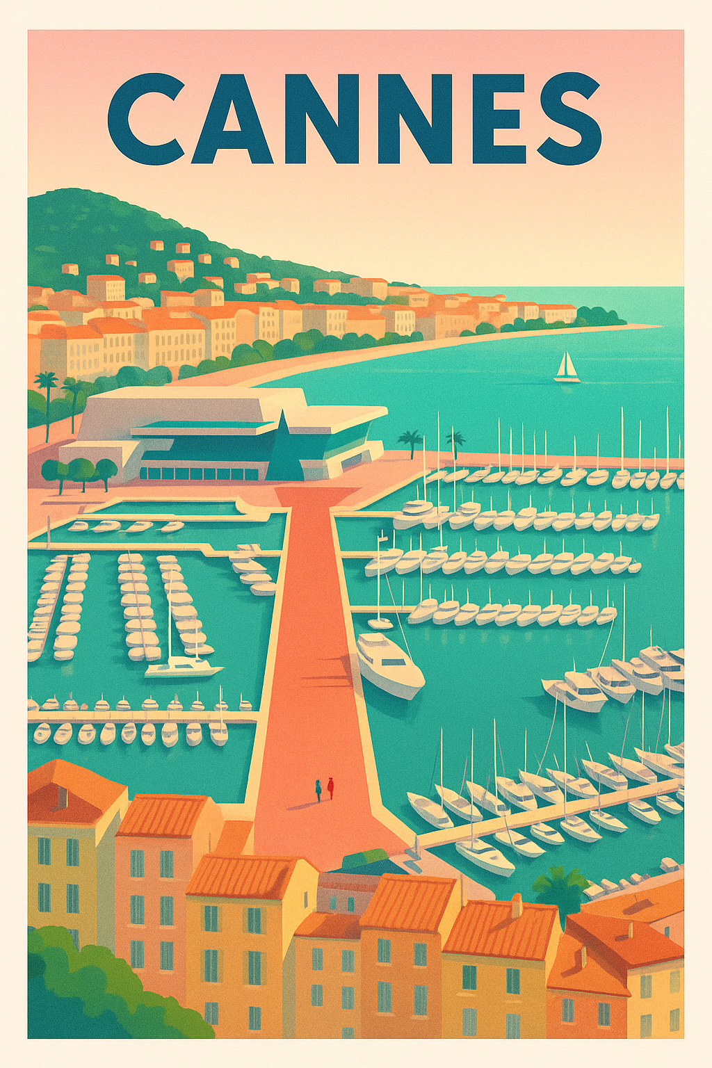 Affiche de Cannes - Vue emblématique du port et de la baie