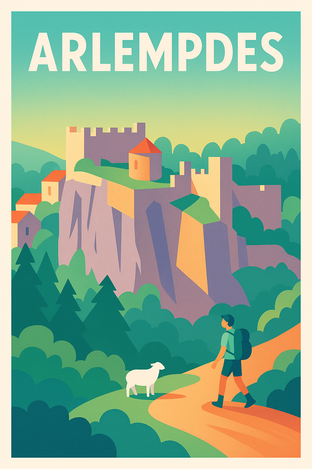 Affiche Arlempdes — L'escapade bucolique au château perché · poster d'art de Arlempdes