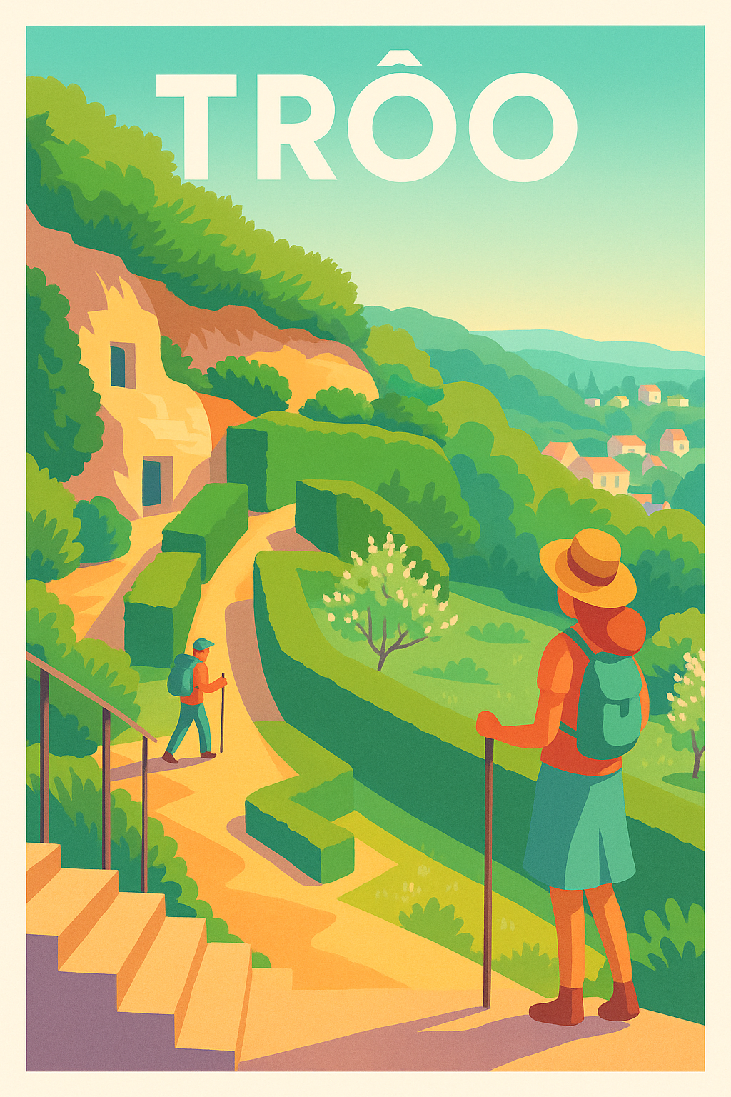 Affiche Trôo — Évasion nature et patrimoine troglodytique · poster d'art de Trôo