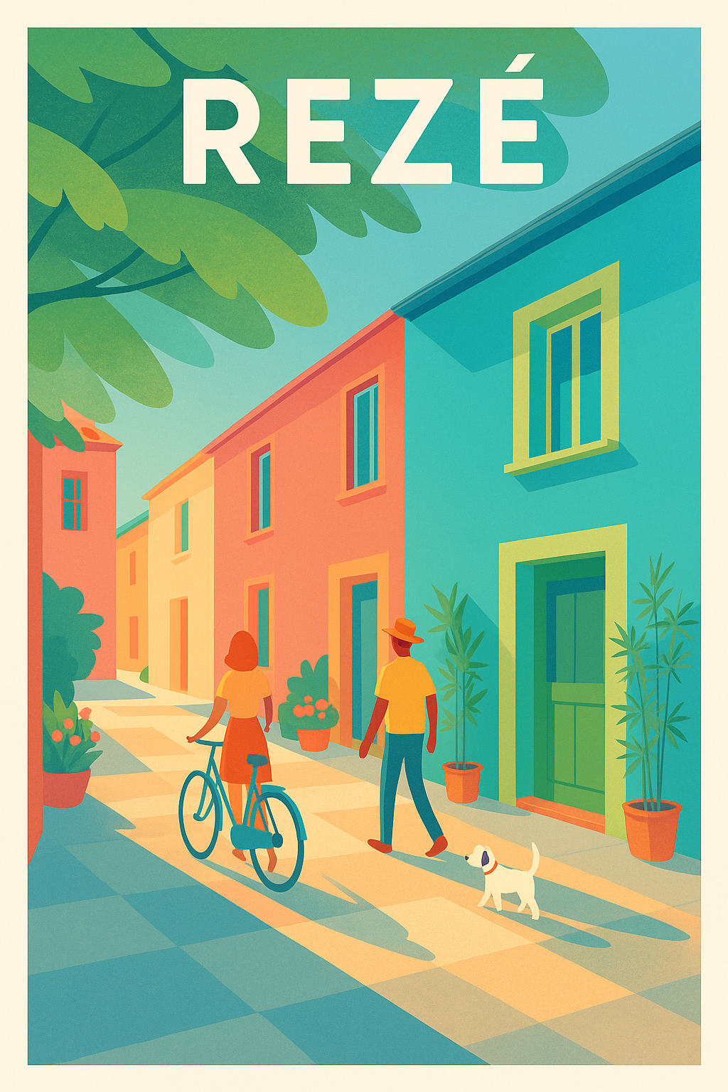Affiche Rezé — Promenade ensoleillée au cœur de la ville · poster d'art de Rezé