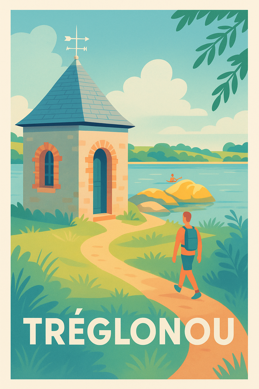 Affiche Tréglonou — Évasion au bord de l'eau · poster d'art de Tréglonou