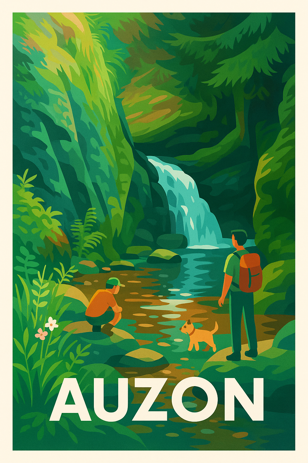 Affiche Auzon — Évasion Nature & Cascade Magique · poster d'art de Auzon