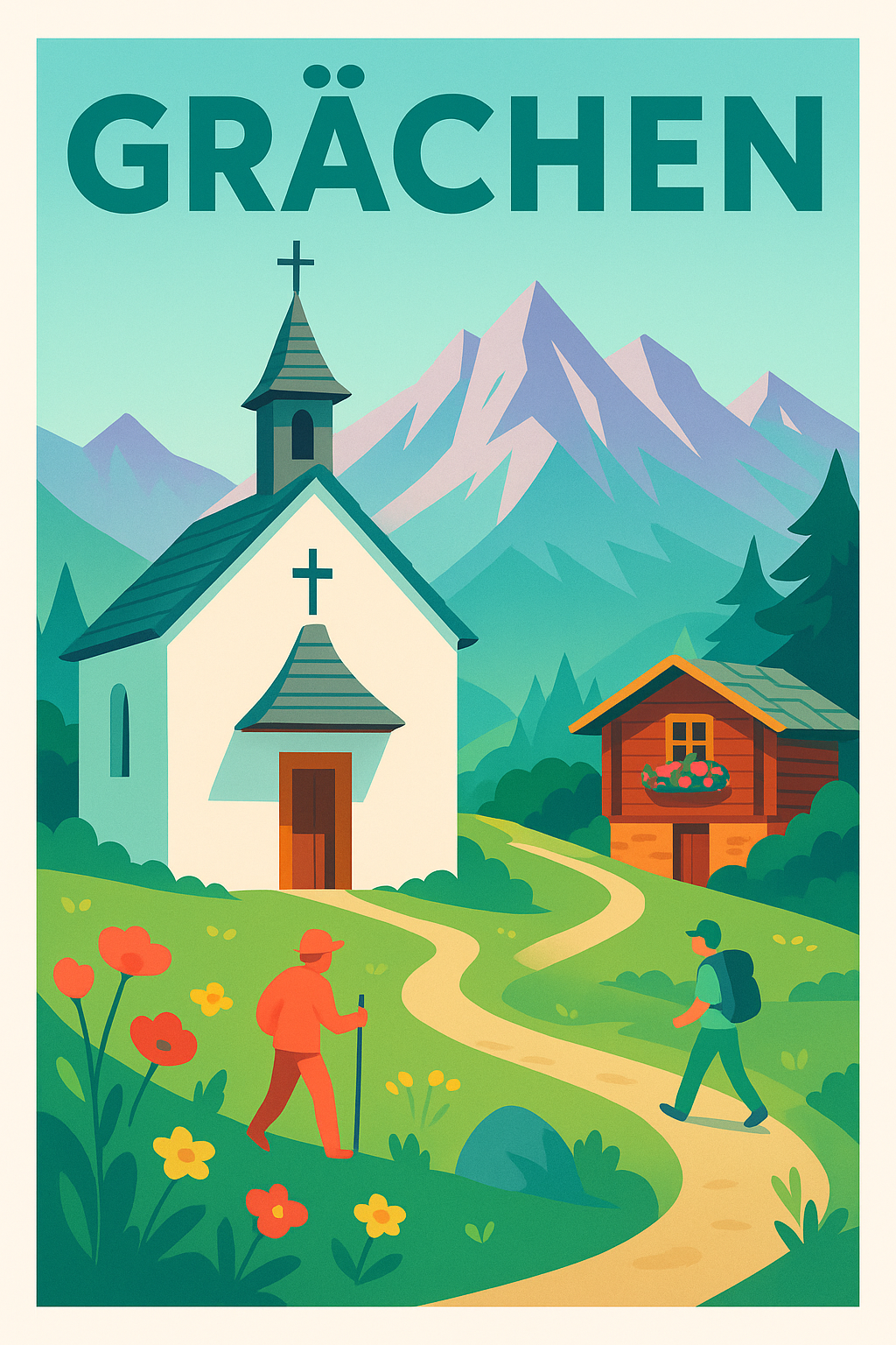 Affiche de Grächen - Invitation à la randonnée alpine
