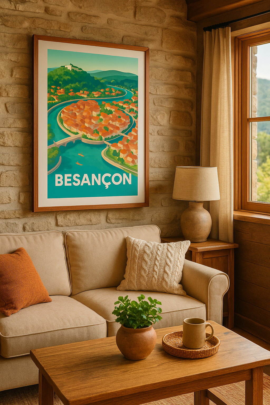 Mise en situation Affiche Besançon - L'élégance de la boucle du Doubs