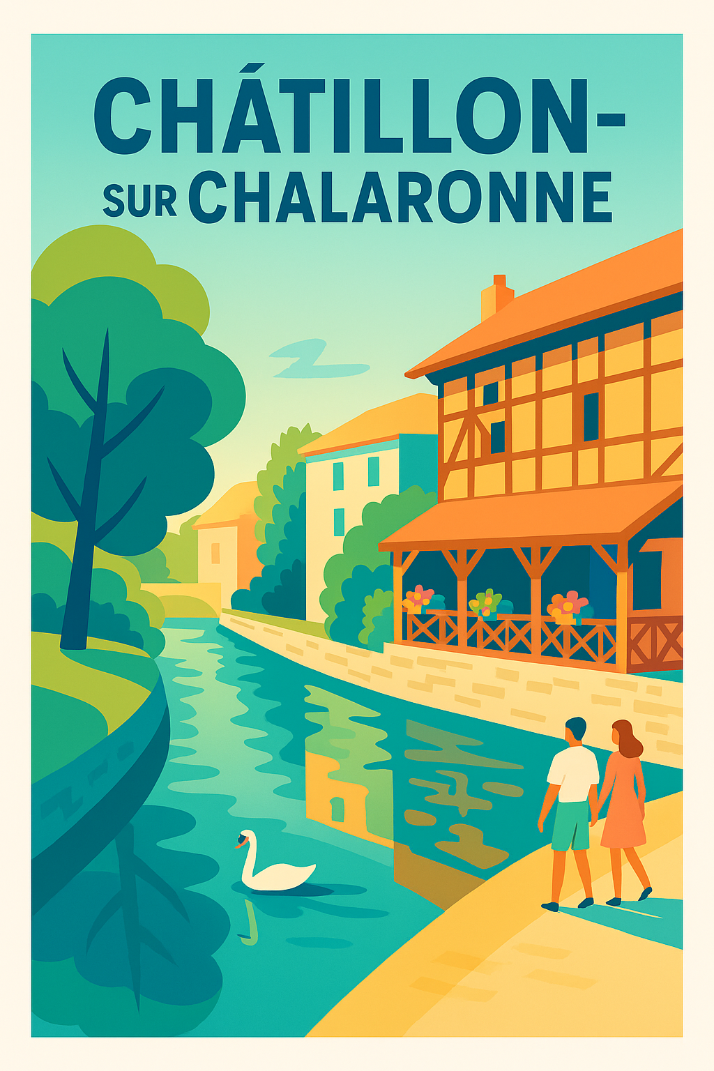 Affiche de Châtillon-sur-Chalaronne - Charme et quiétude au fil de l'eau