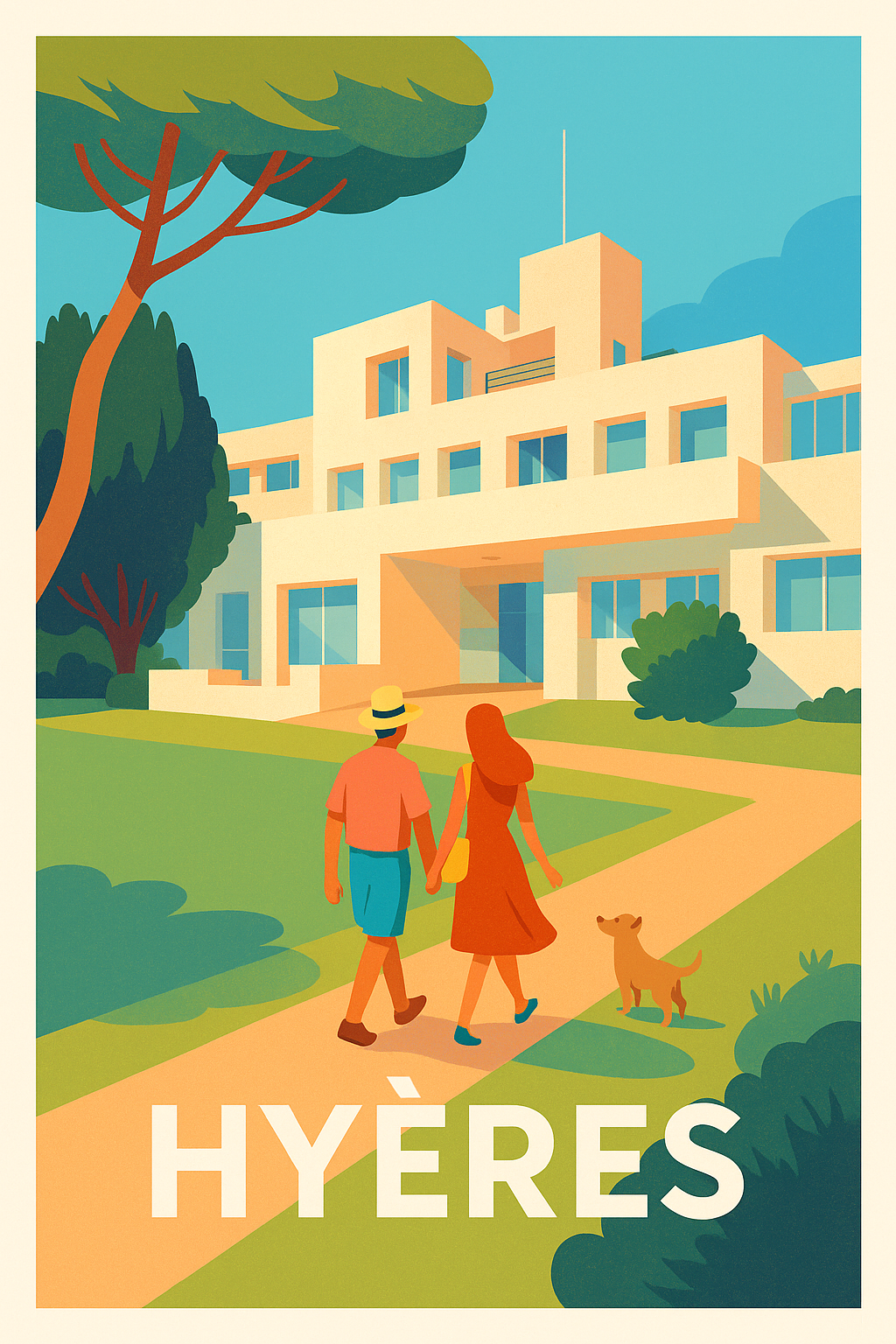 Affiche Hyères - Promenade ensoleillée à la Villa Noailles