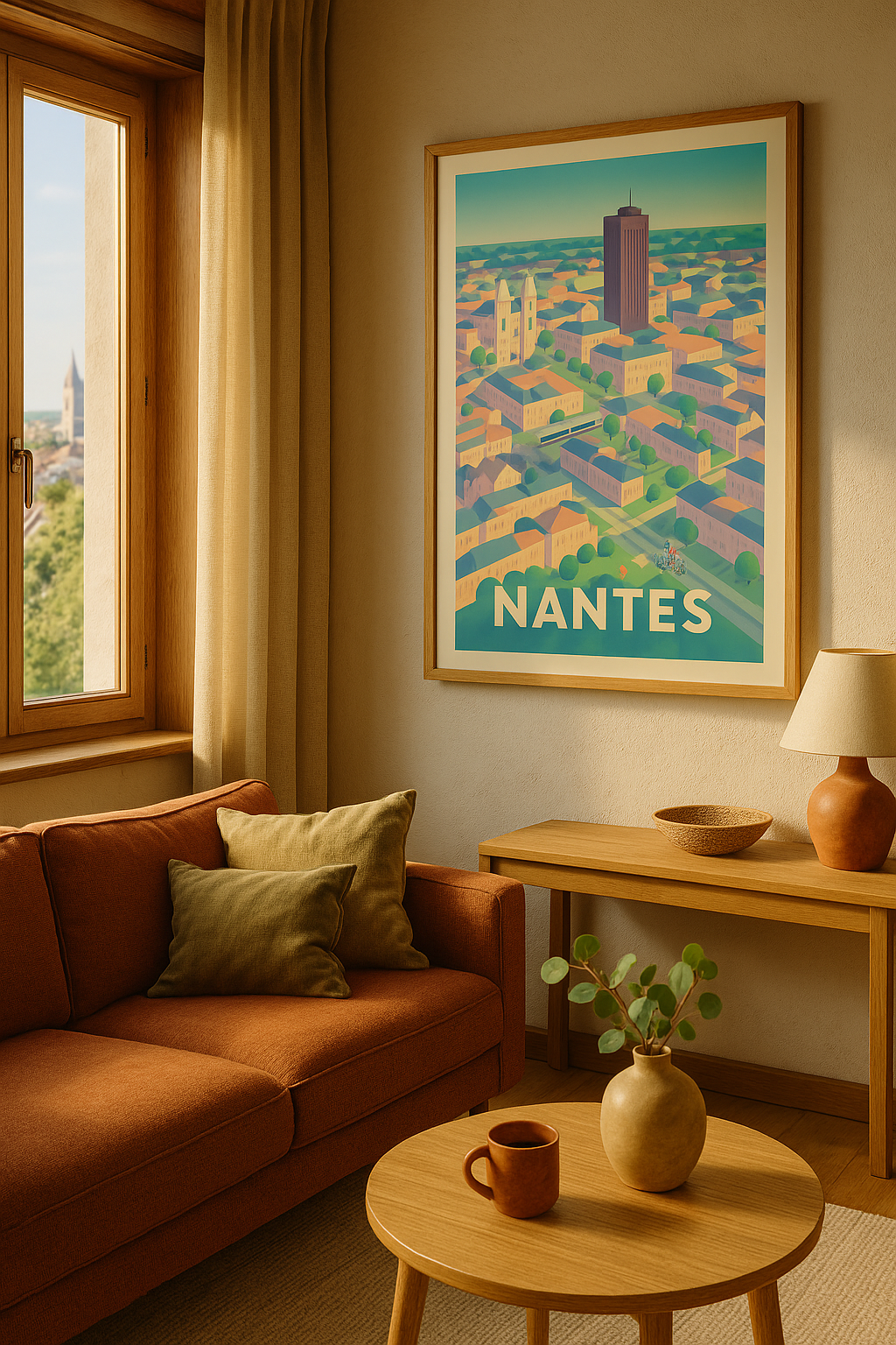 Affiche Nantes - Panorama vibrant de la Cité des Ducs - Afich
