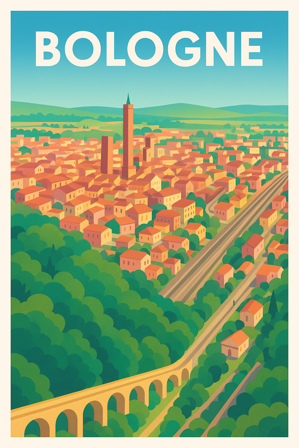 Affiche de Bologne - Vue panoramique au cœur de l'Émilie-Romagne