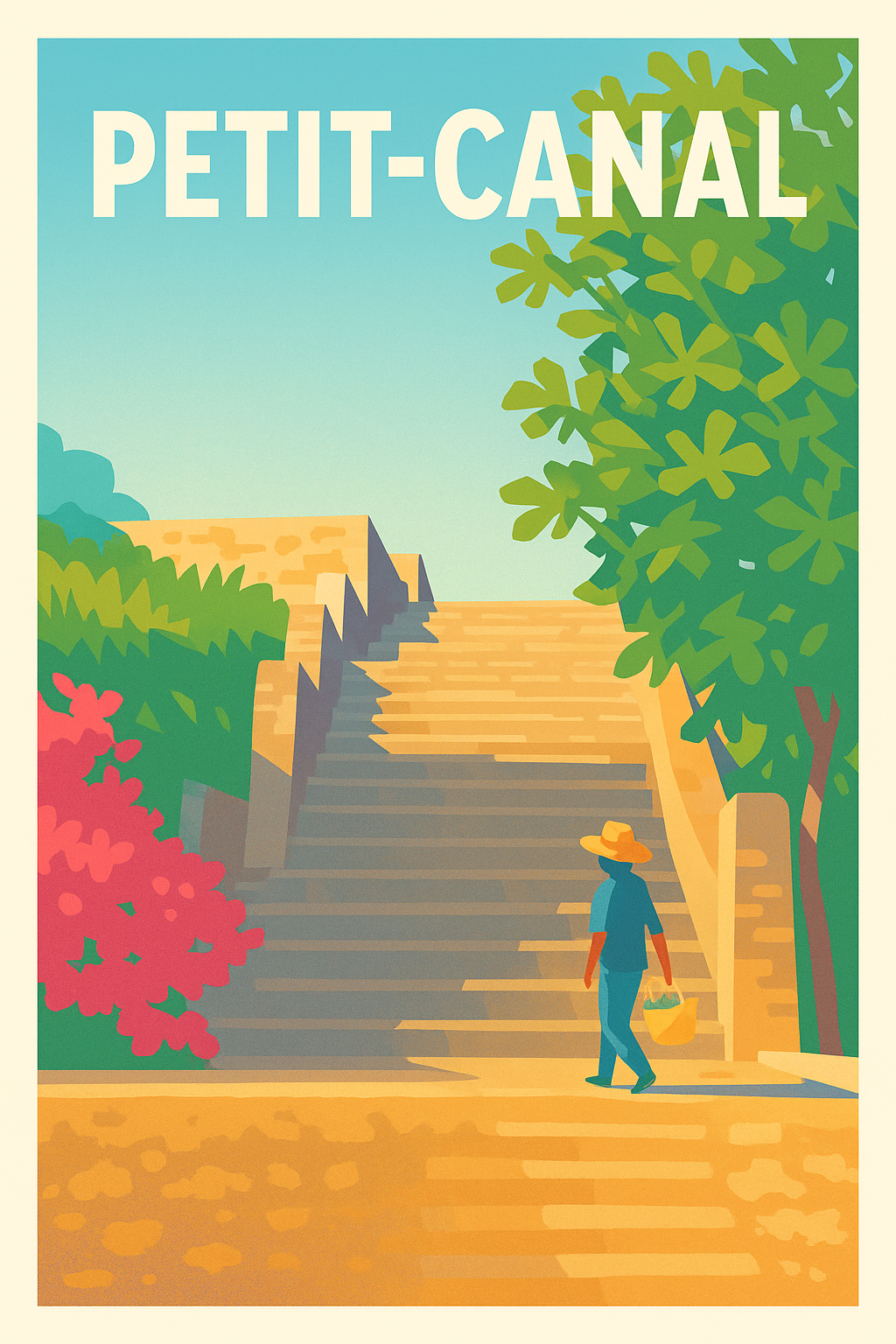 Affiche de Petit-Canal - Évasion ensoleillée entre escaliers et nature