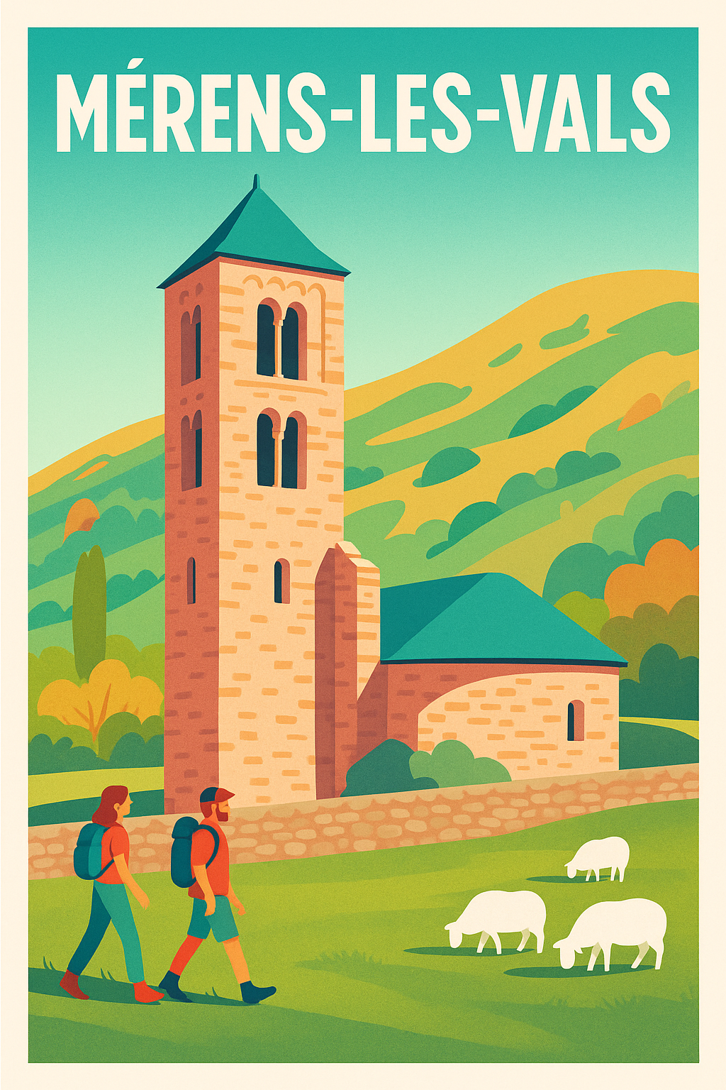 Affiche Méren̩s-les-Vals — Escapade nature et patrimoine · poster d'art de Méren̩s-les-Vals