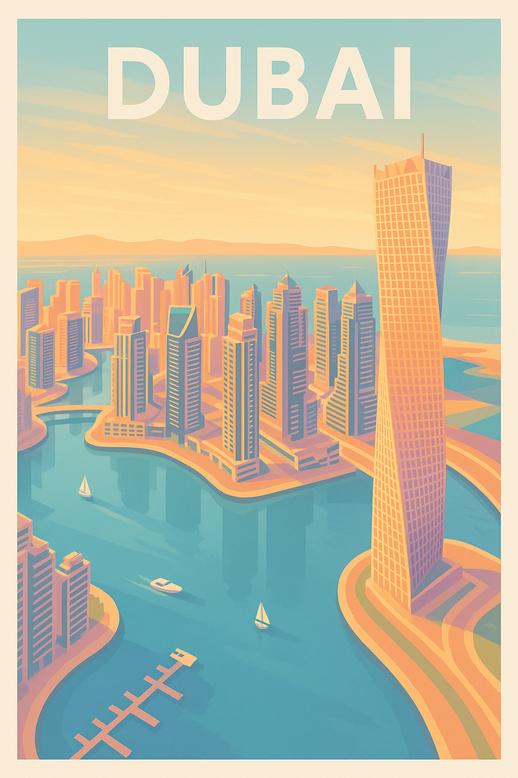 Affiche de Dubai - Horizons futuristes entre mer et gratte-ciels