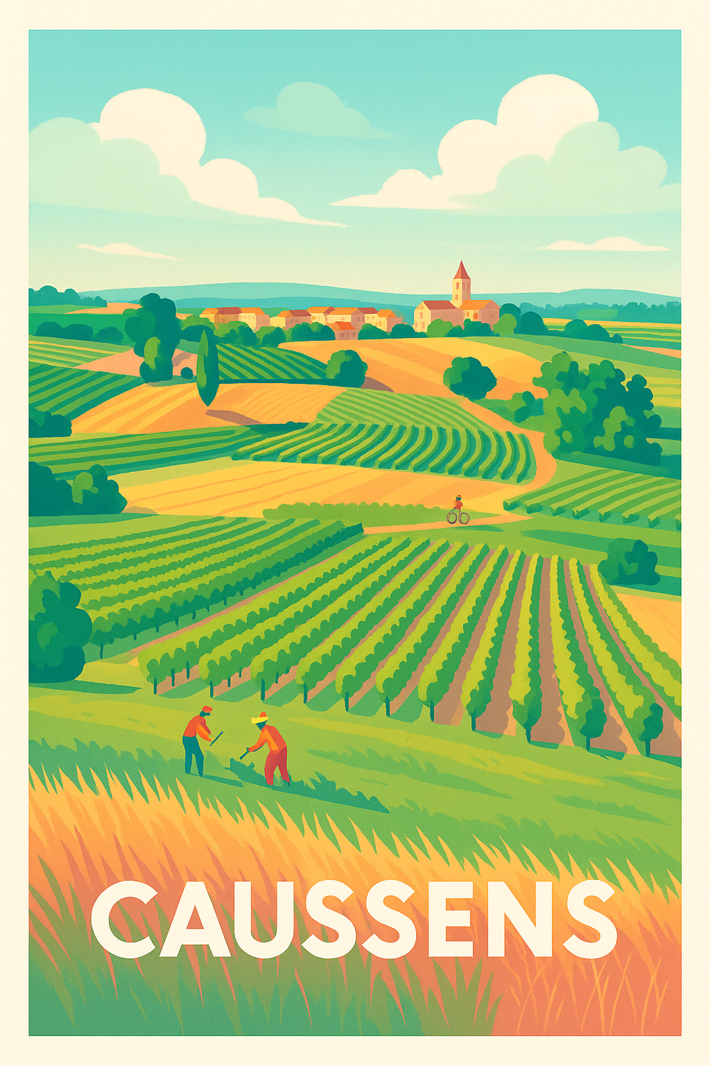 Affiche Caussens — L'âme champêtre et les vignobles ensoleillés · poster d'art de Caussens