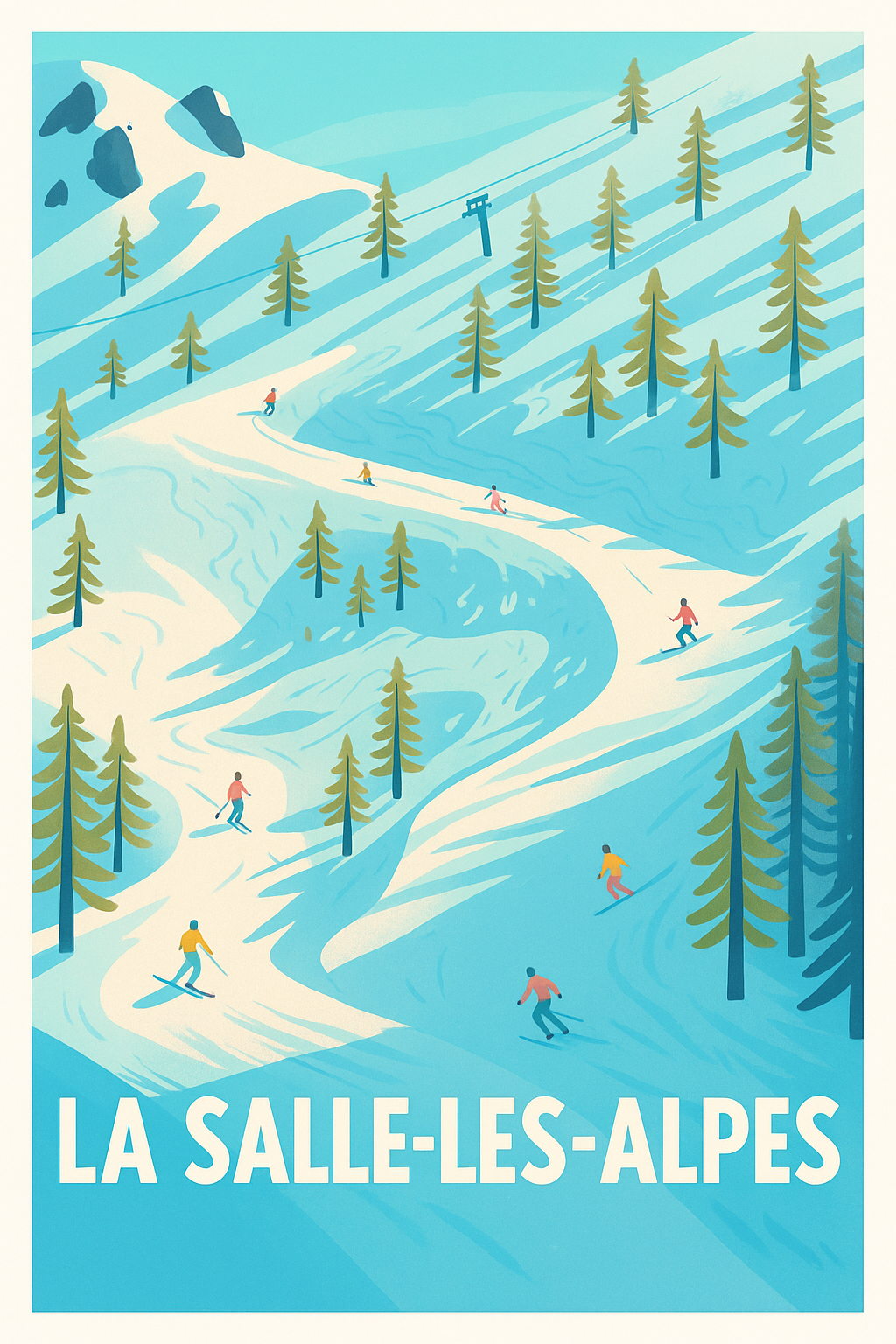Affiche La Salle-les-Alpes — Glisse et nature en montagne · poster d'art de La Salle-les-Alpes
