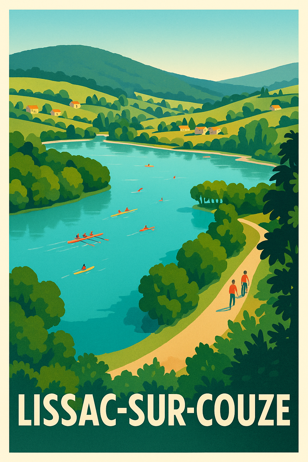 Affiche Lissac-sur-Couze — Évasion nature au fil de l'eau · poster d'art de Lissac-sur-Couze